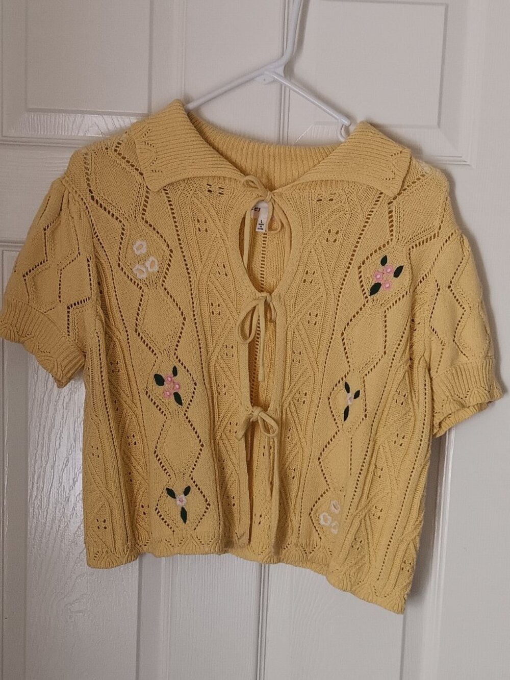 Yellow Tie Sweater Embroidered